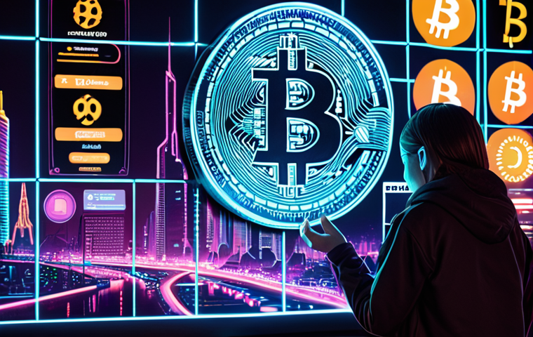 **Image:** A futuristic cityscape with glowing neon signs displaying cryptocurrency symbols (Bitcoin, Ethereum, etc.). In the foreground, a person is using a holographic interface to manage their digital assets, with a satisfied expression. The overall tone is optimistic and forward-thinking, reflecting the potential of cryptocurrencies and blockchain.